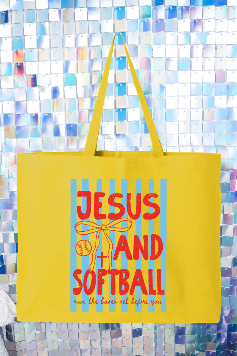 Jesus And Softball Canvas Jumbo Tote