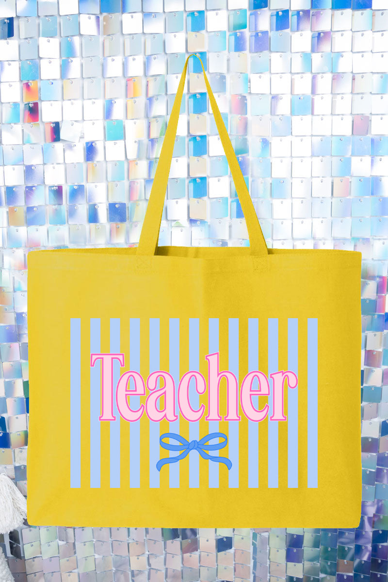 Teacher Striped Canvas Jumbo Tote