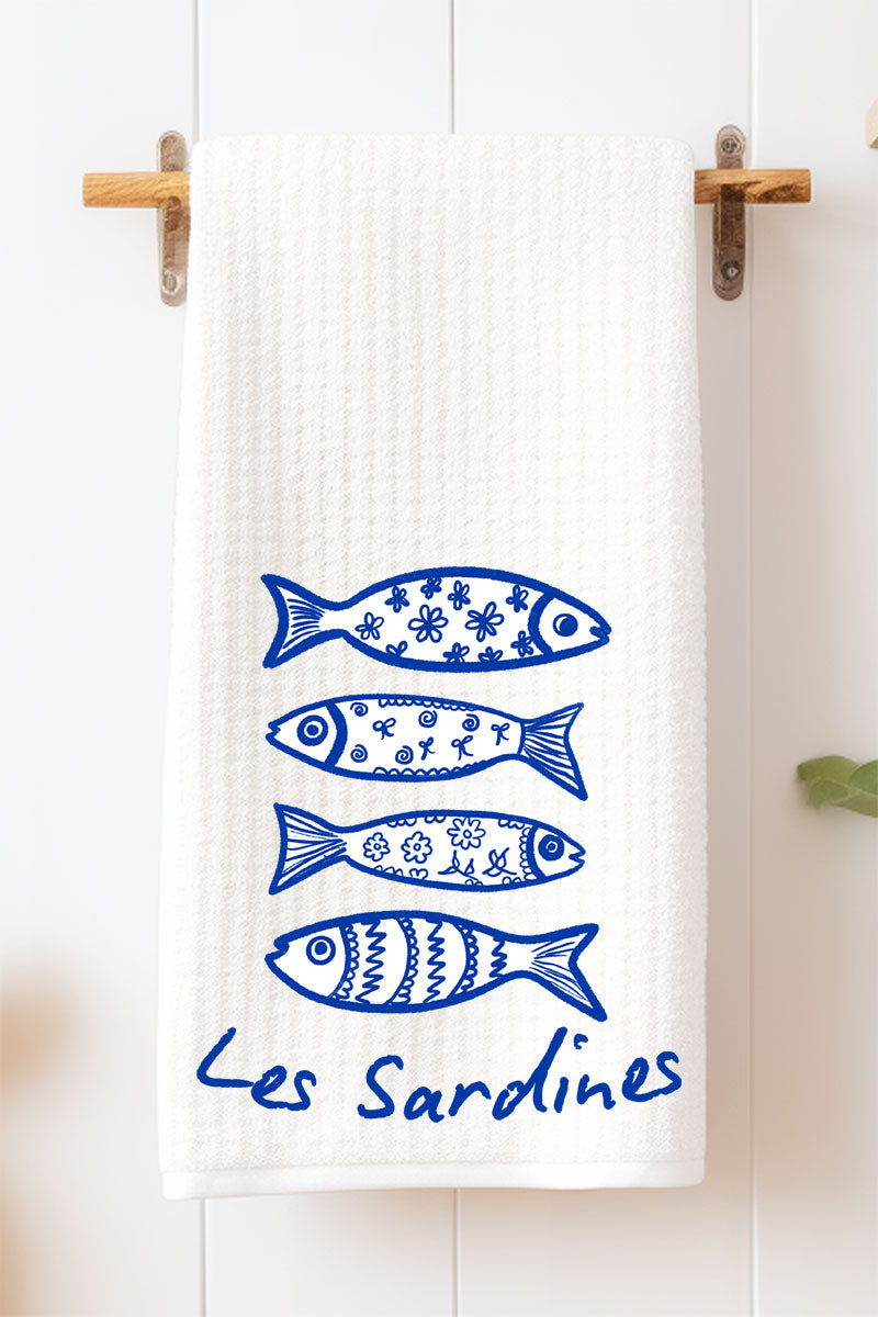 Les Sardines Waffle Kitchen Towel
