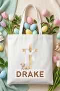 Personalized Lamb And The Cross Small Canvas Tote *Personalize Your Name