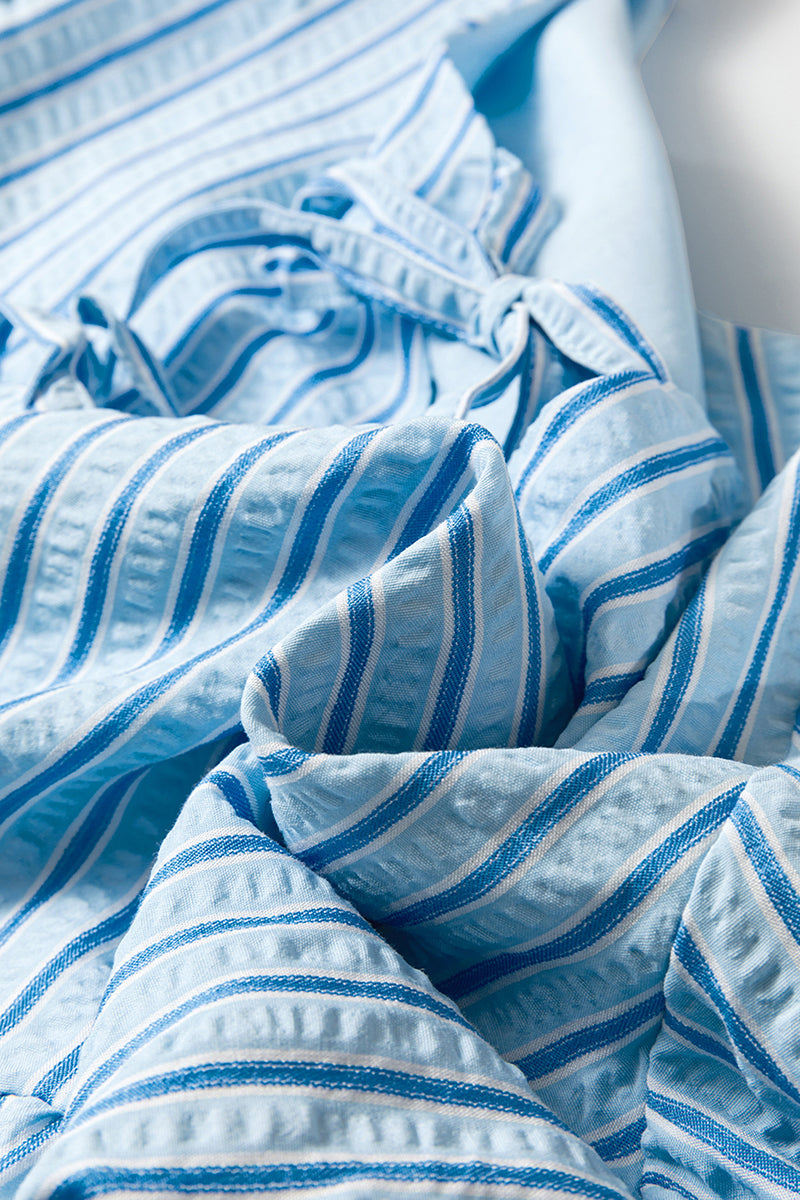 Sweetheart Ties Sky Blue Stripe Babydoll Blouse