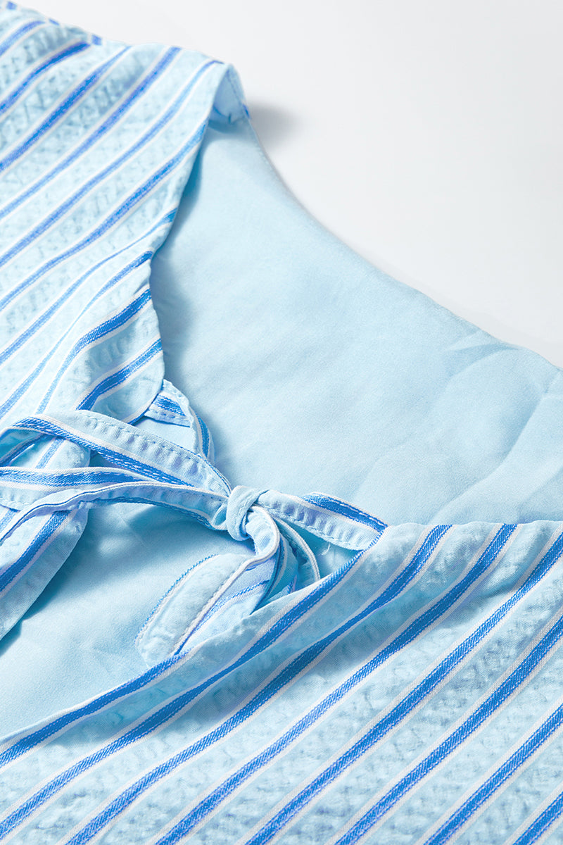Sweetheart Ties Sky Blue Stripe Babydoll Blouse
