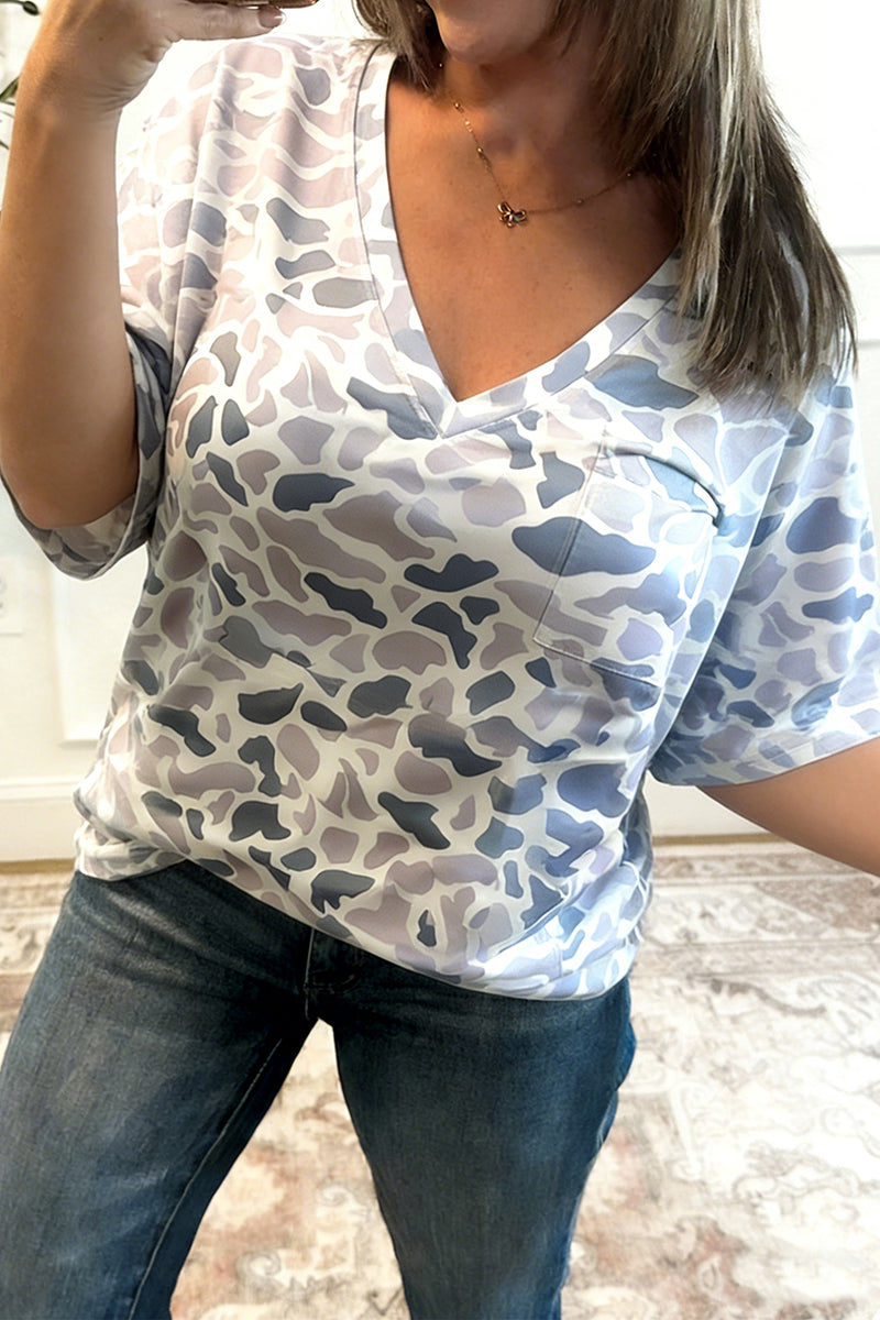 City Camouflage Gray V-Neck Tee product image 1