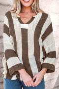 In Your Stride Brown Stripe V-Neck Sweater
