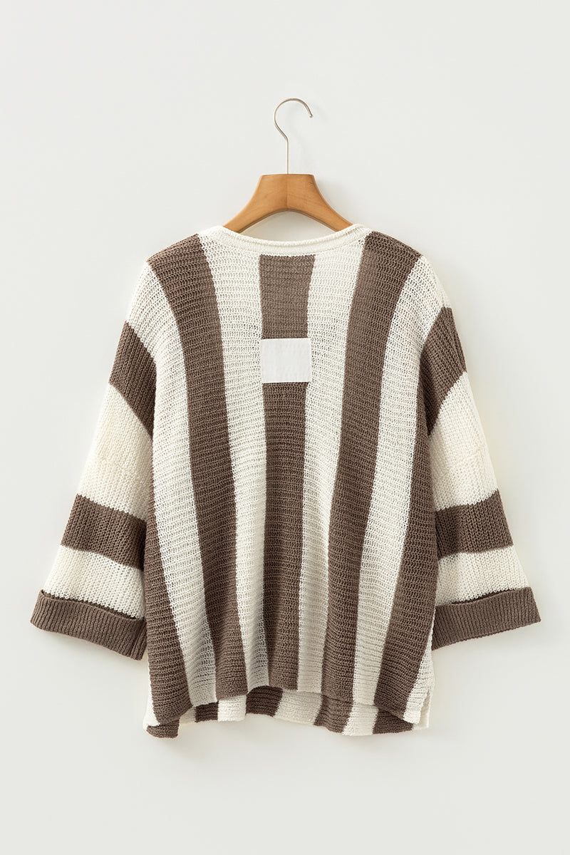 In Your Stride Brown Stripe V-Neck Sweater