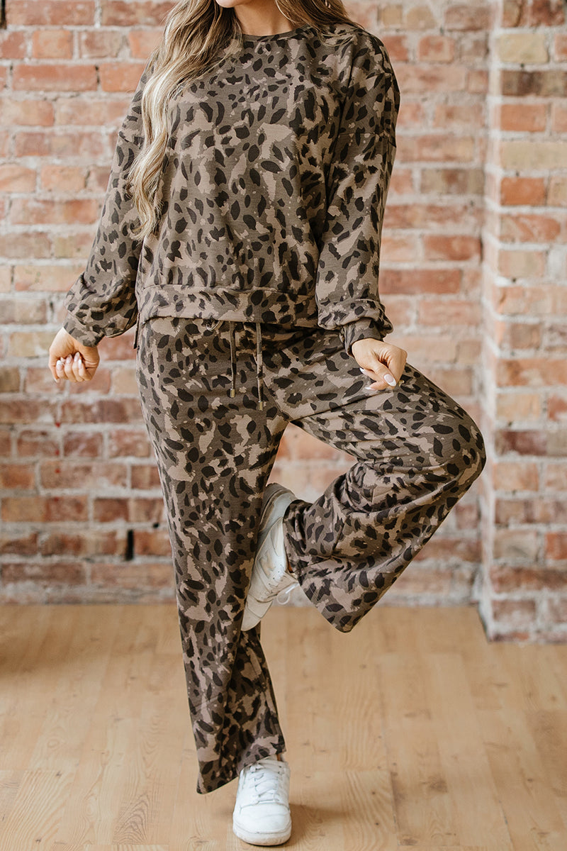 Make Your Entrance Brown Leopard Pullover and Loose Pants product image 4