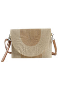 Capri Taupe Straw Envelope Crossbody Clutch