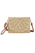 Golden Shore Beige Straw Envelope Crossbody Clutch