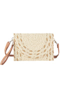 Resort Ready Beige Straw Envelope Crossbody Clutch