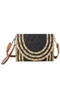 Resort Ready Black Straw Envelope Crossbody Clutch