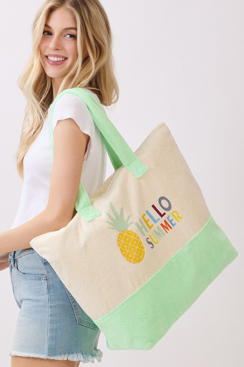 Hello Summer Pineapple Terry Tote
