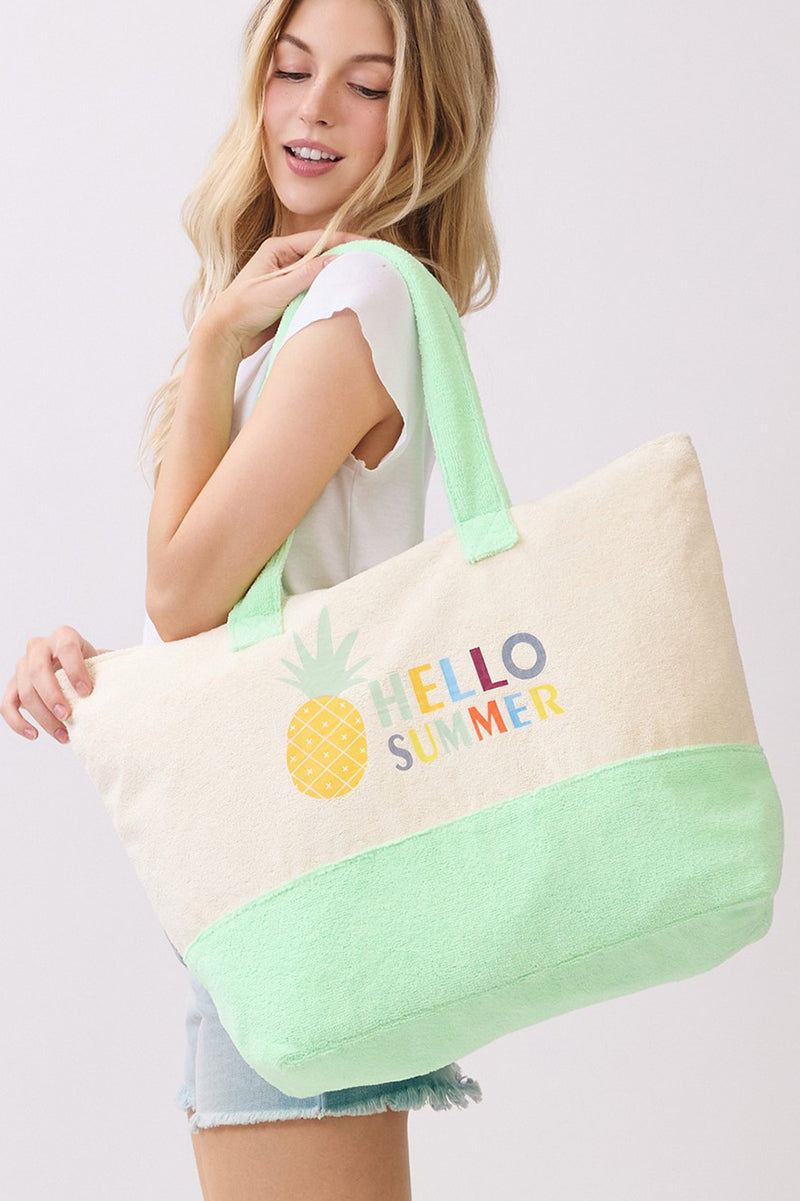 Hello Summer Pineapple Terry Tote