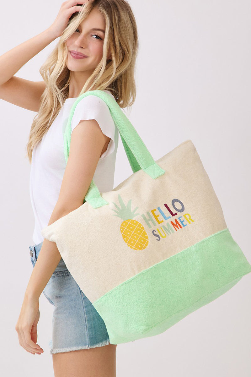 Hello Summer Pineapple Terry Tote