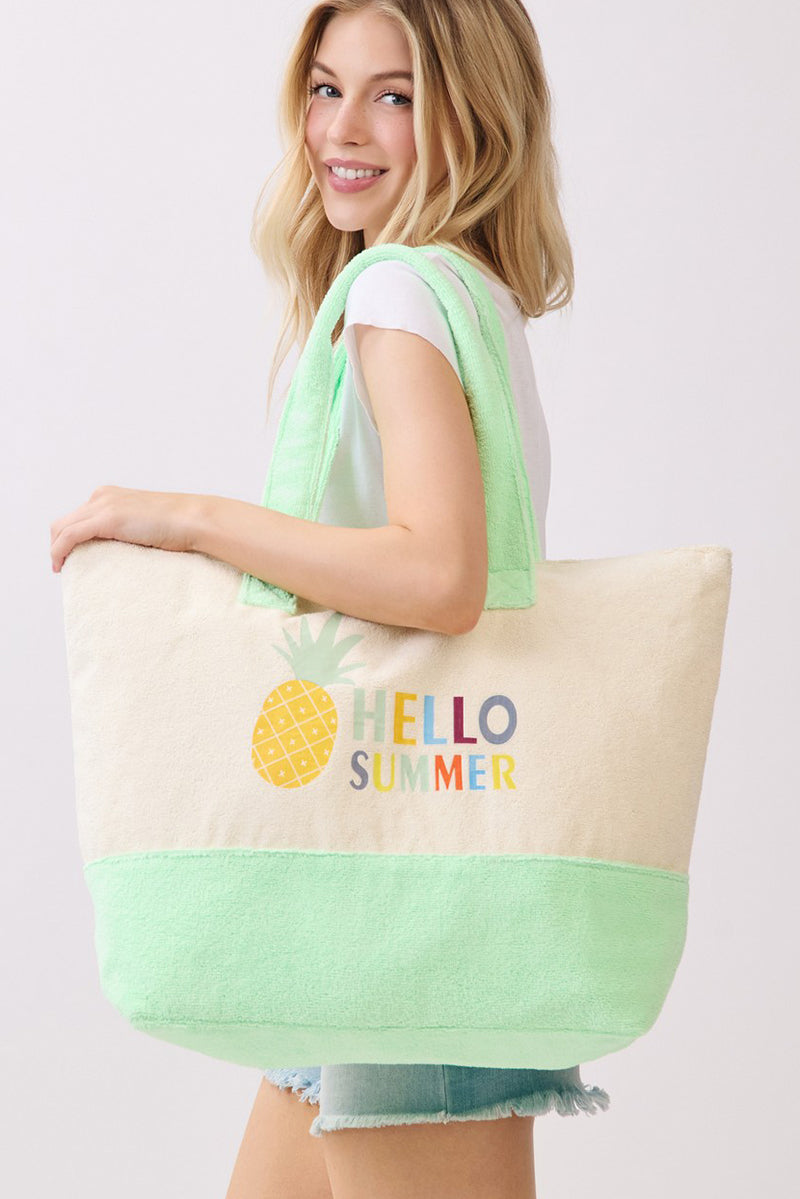 Hello Summer Pineapple Terry Tote