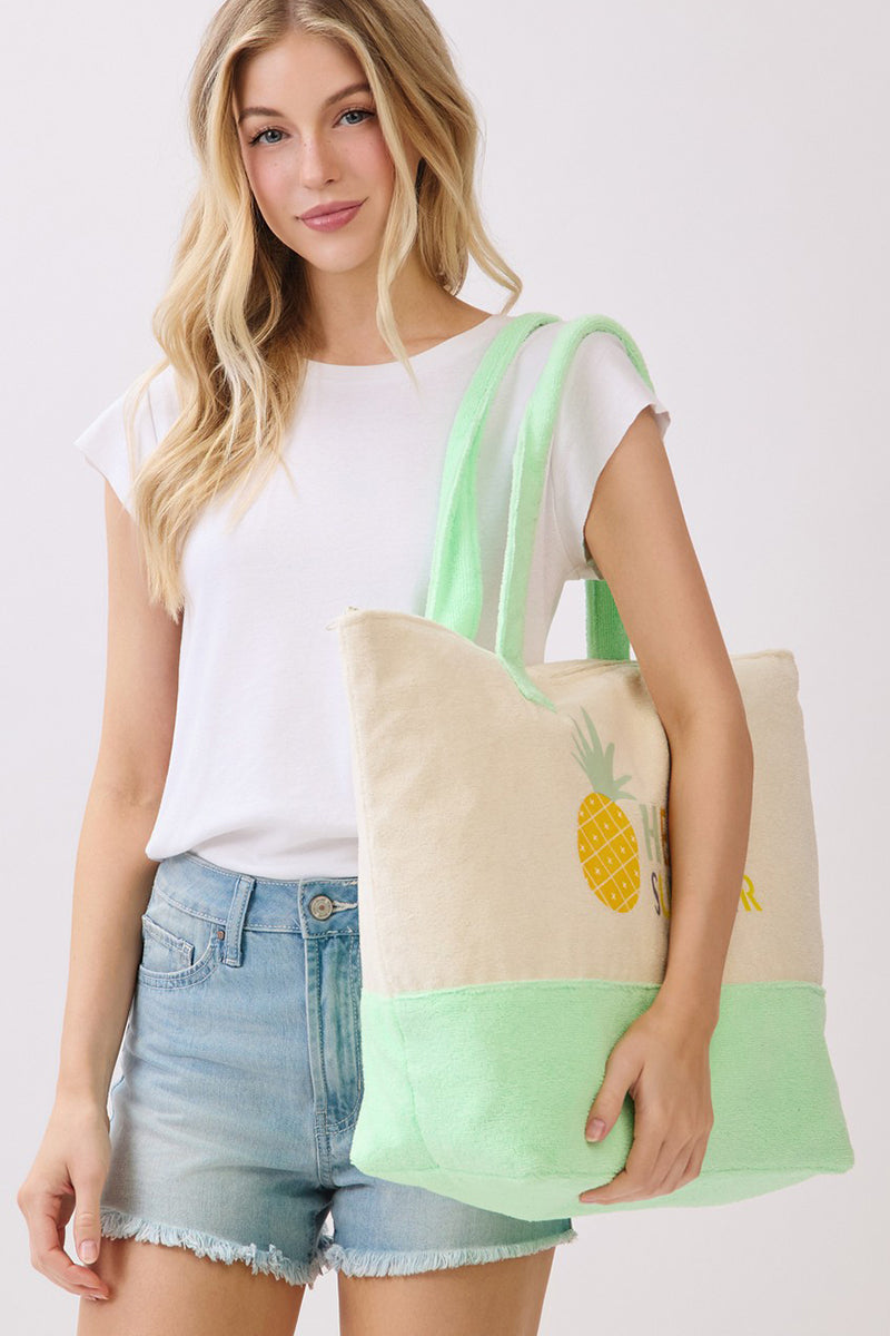 Hello Summer Pineapple Terry Tote