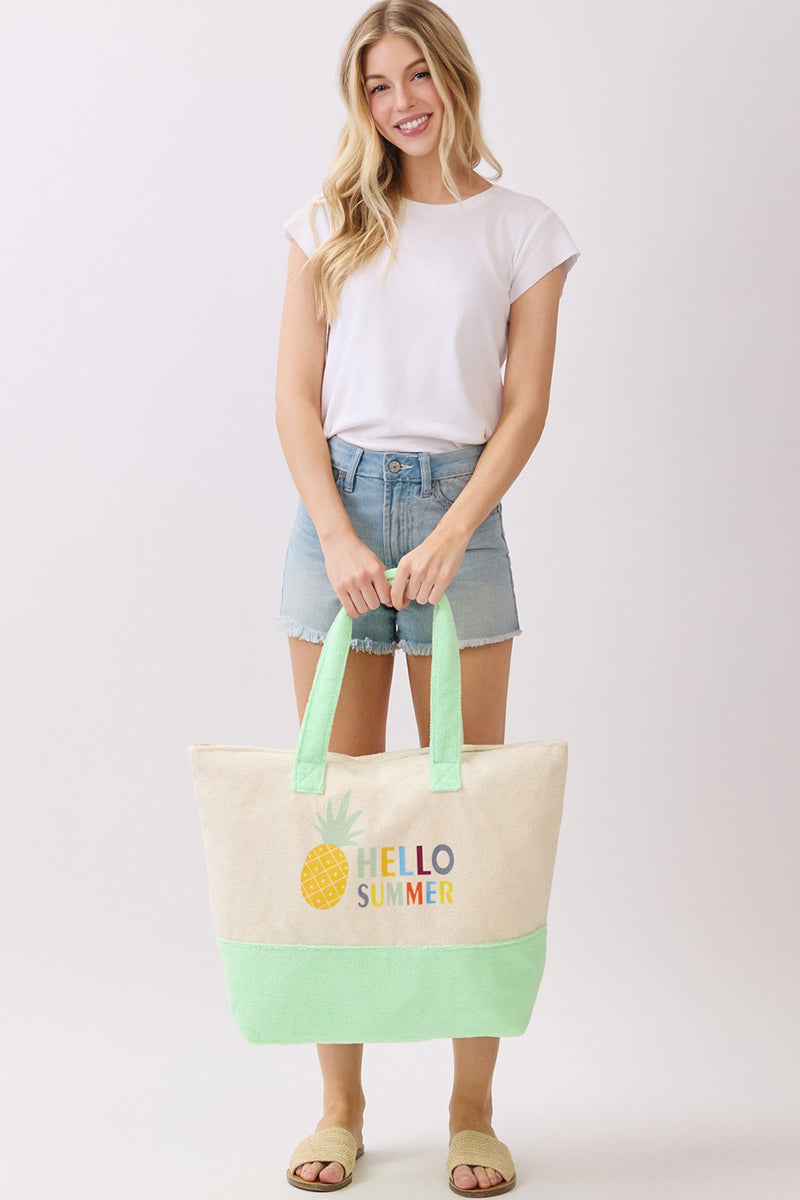 Hello Summer Pineapple Terry Tote