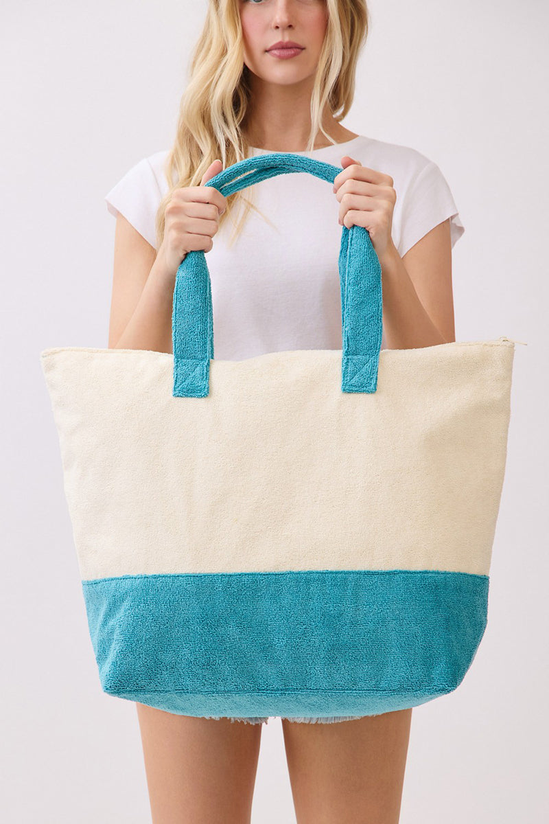 Life Is Better At The Beach Blue Terry Tote