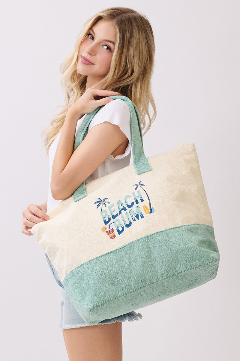 Beach Bum Mint Terry Tote