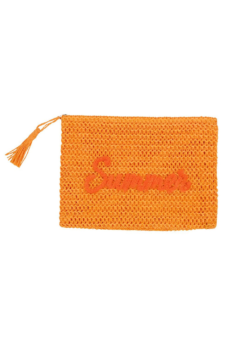 Golden Hour Summer Script Orange Straw Pouch