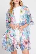 Desert Blooms Blue Crochet Kimono