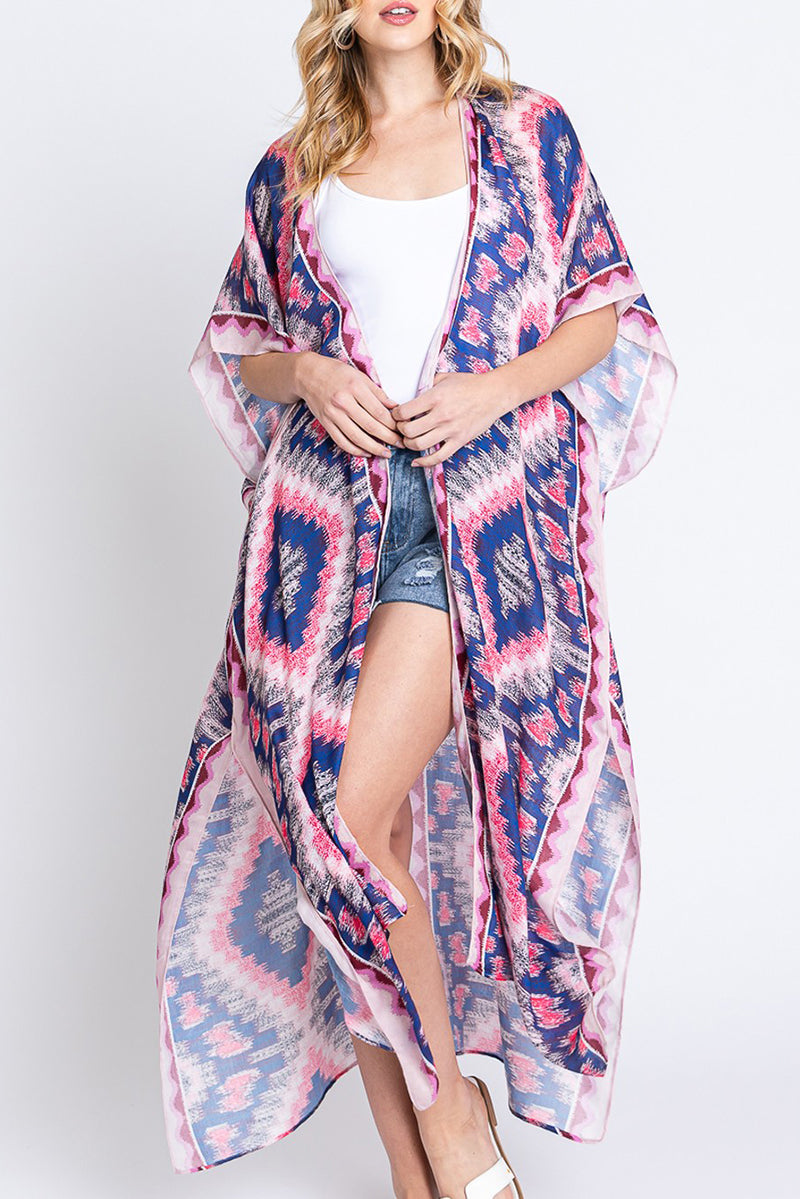 Galveston Getaway Pink Long Kimono