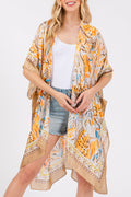 Bahama Blooms Taupe Silky Kimono