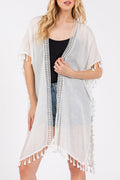 Palma Cafe White Crochet & Tassel Kimono