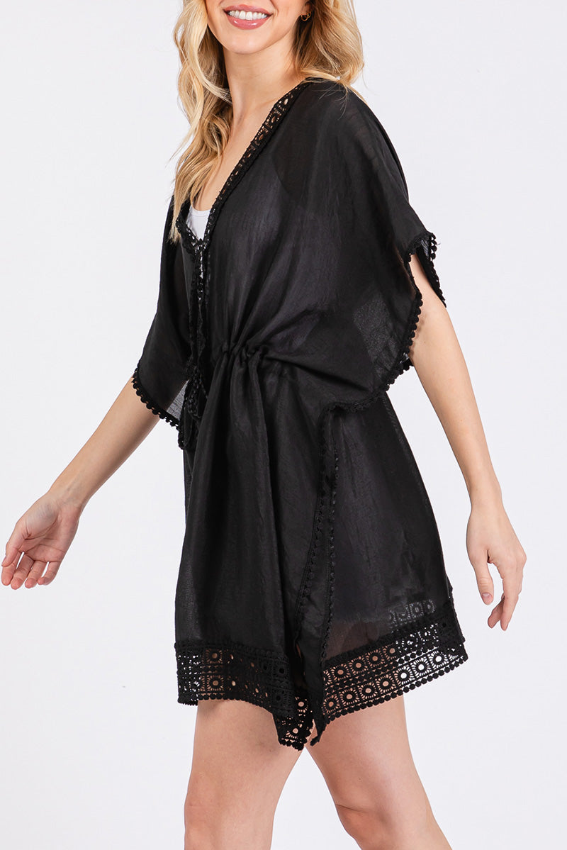 Summer State Black Crochet Trim Cover Up