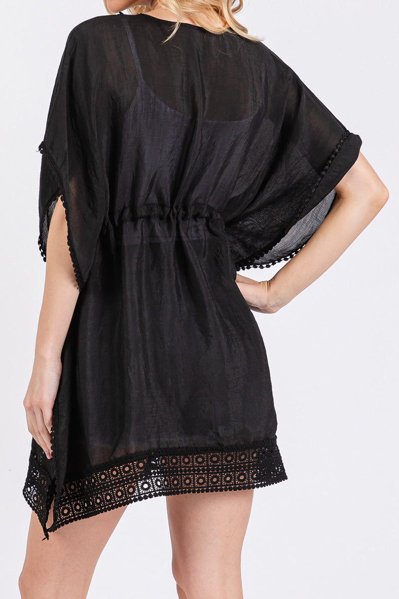 Summer State Black Crochet Trim Cover Up