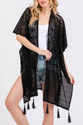 Sundaze Black Crochet & Tassel Kimono