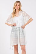 Sundaze White Crochet & Tassel Kimono