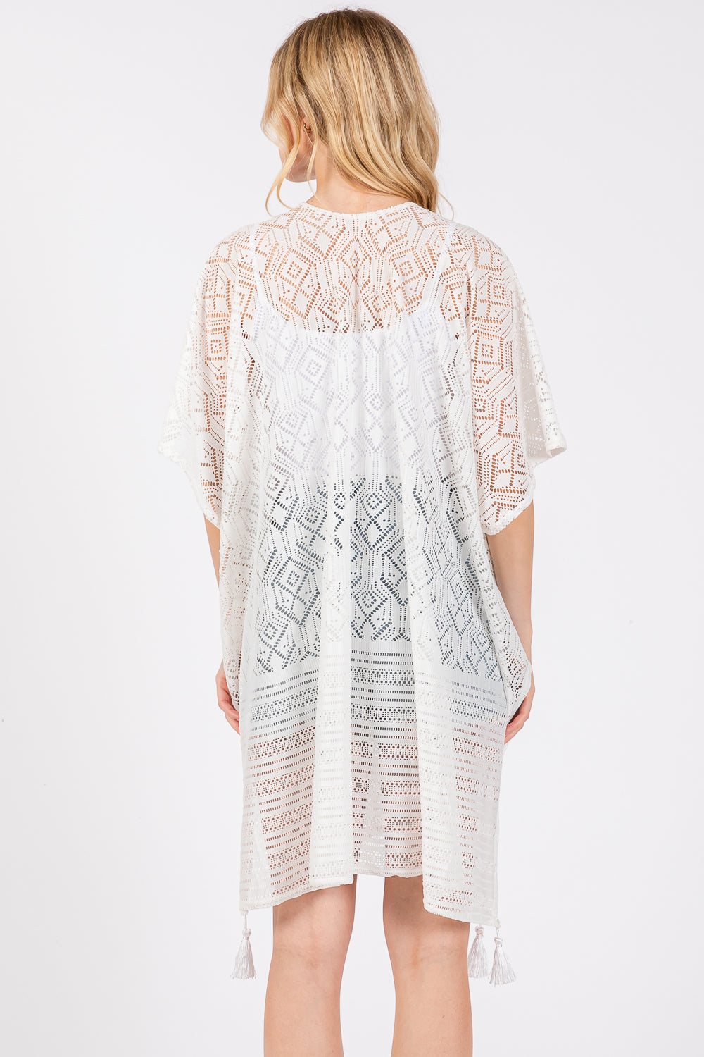 Sundaze White Crochet & Tassel Kimono