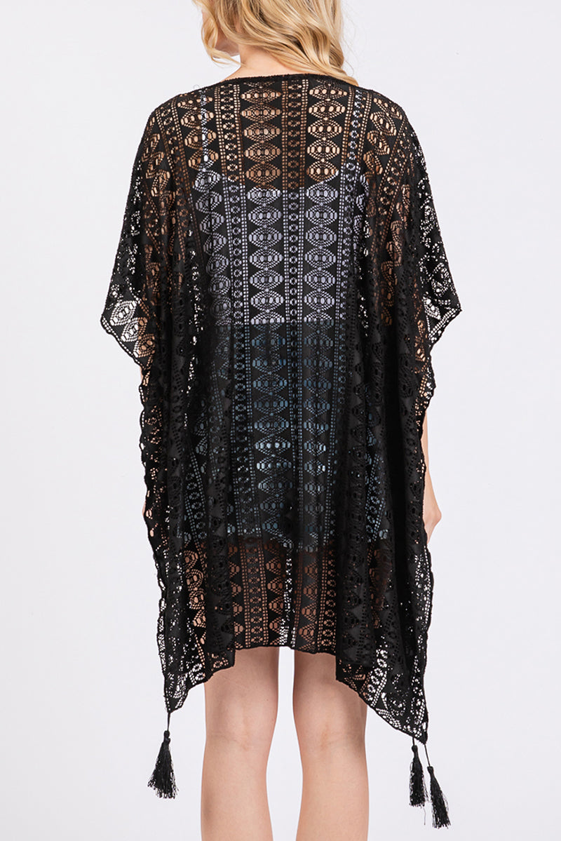 Baja Beach Black Crochet Lace Cover Up