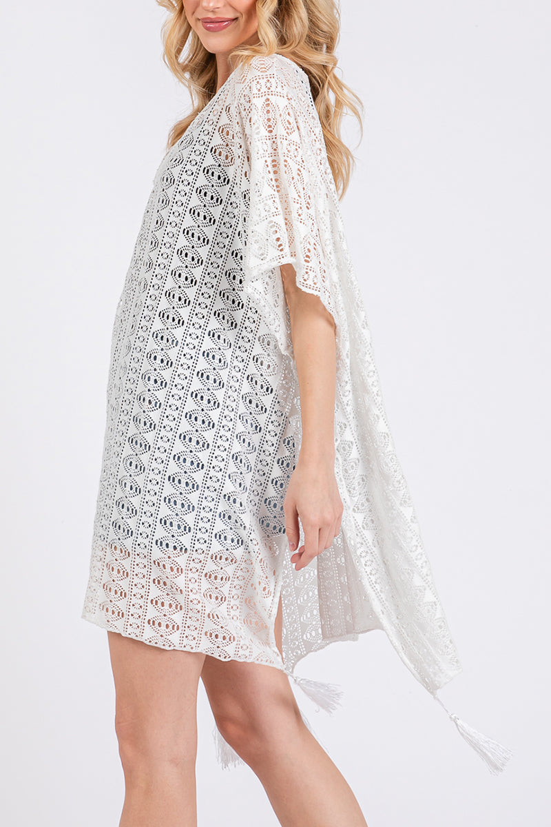 Baja Beach White Crochet Lace Cover Up