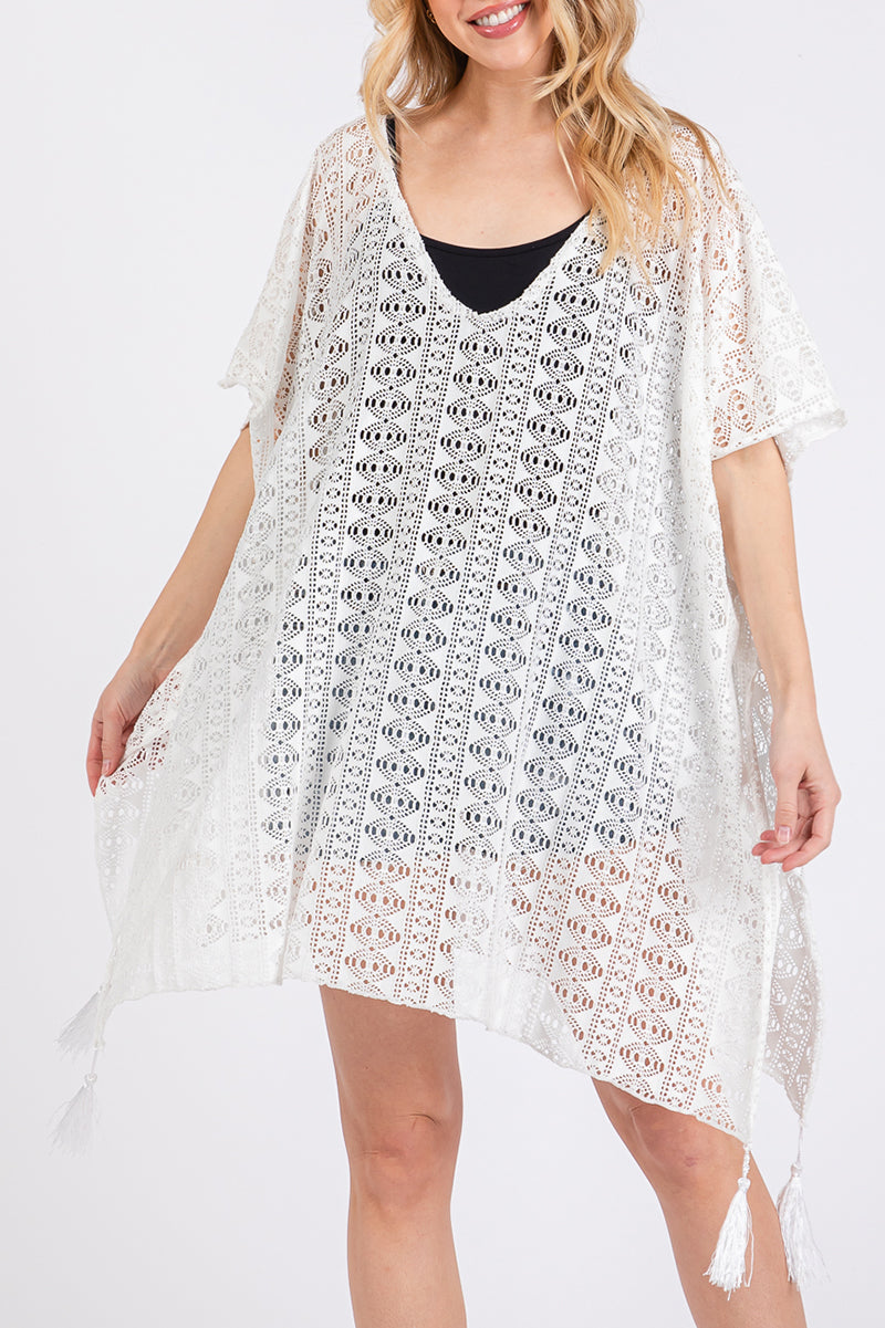 Baja Beach White Crochet Lace Cover Up