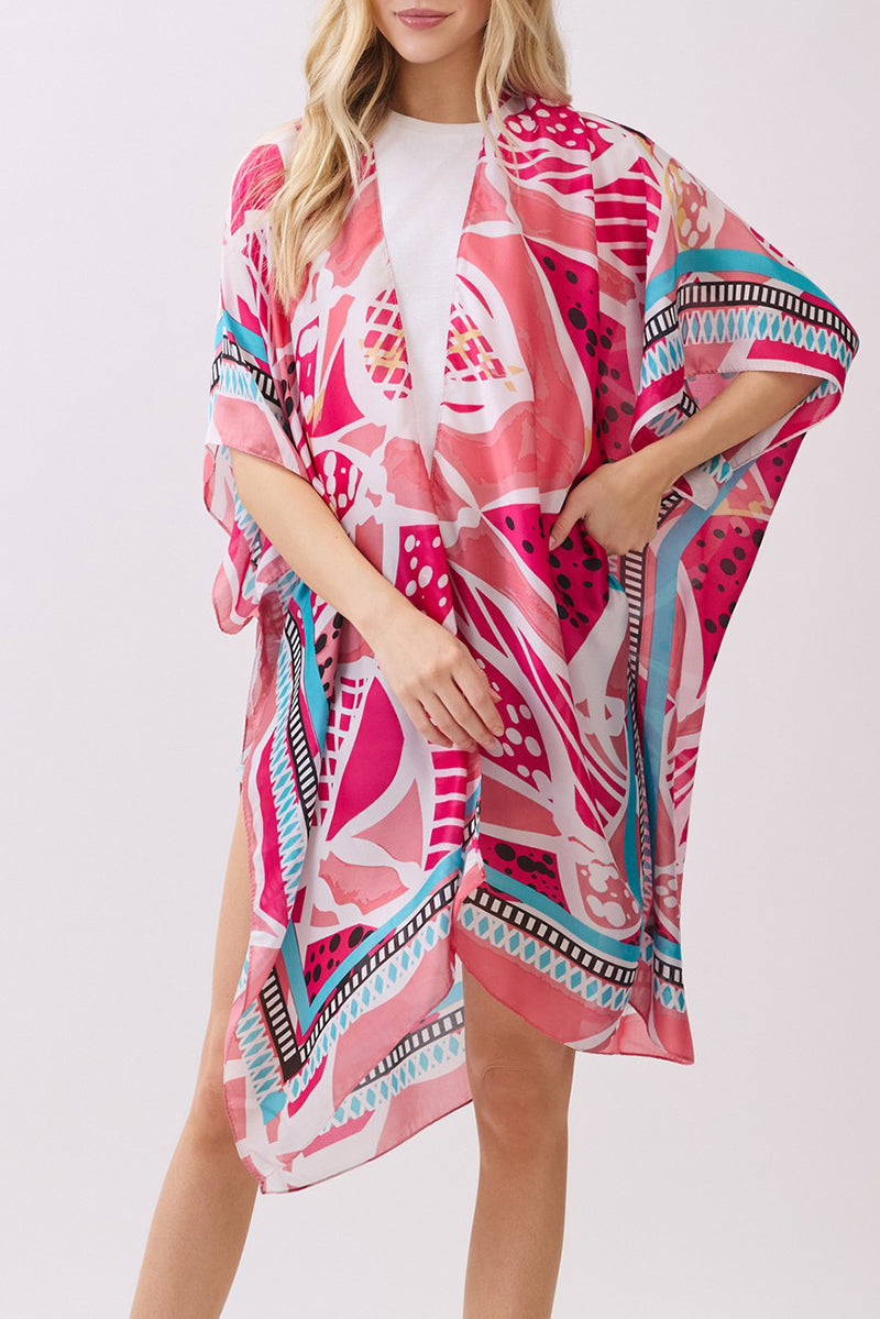 Floating Florals Pink Silky Kimono