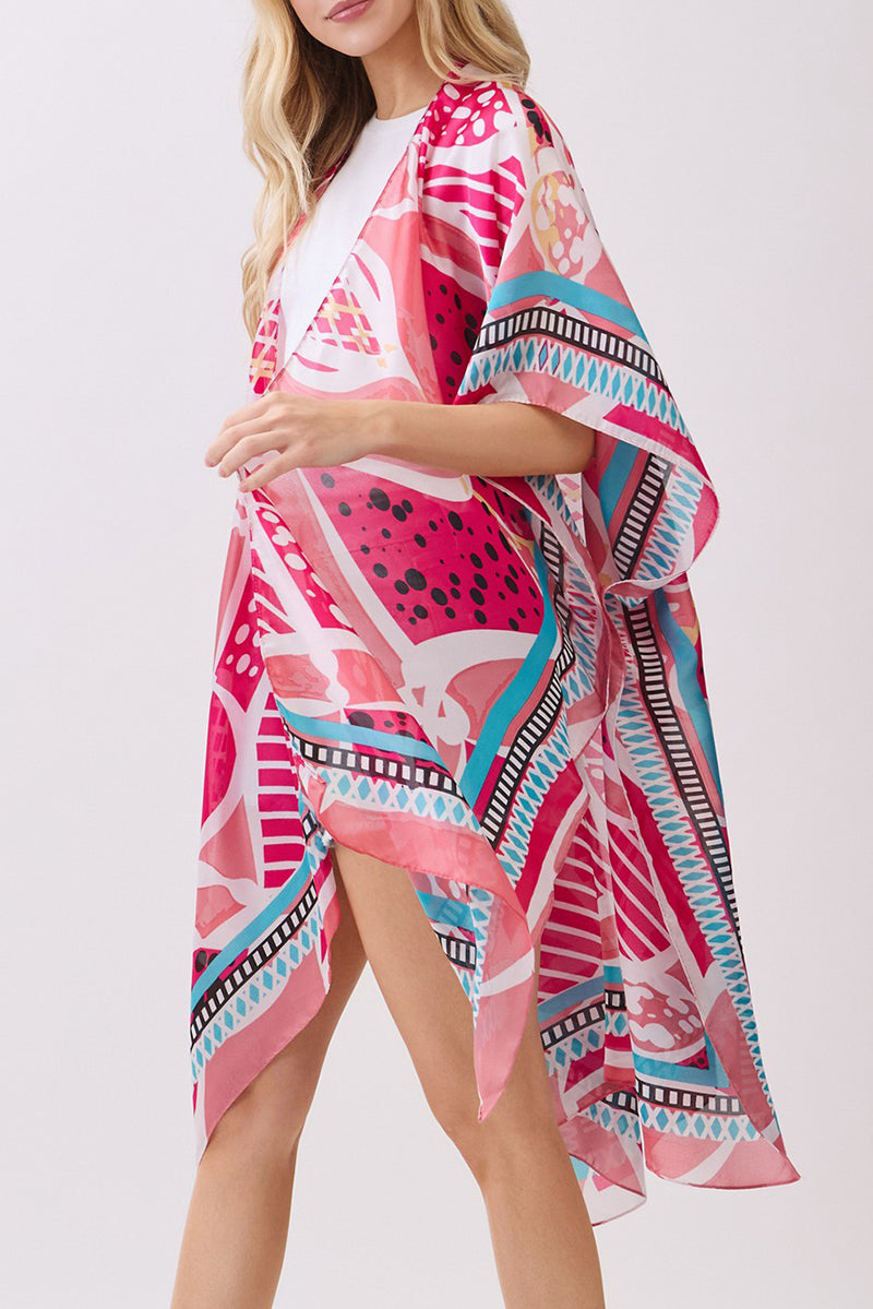 Floating Florals Pink Silky Kimono