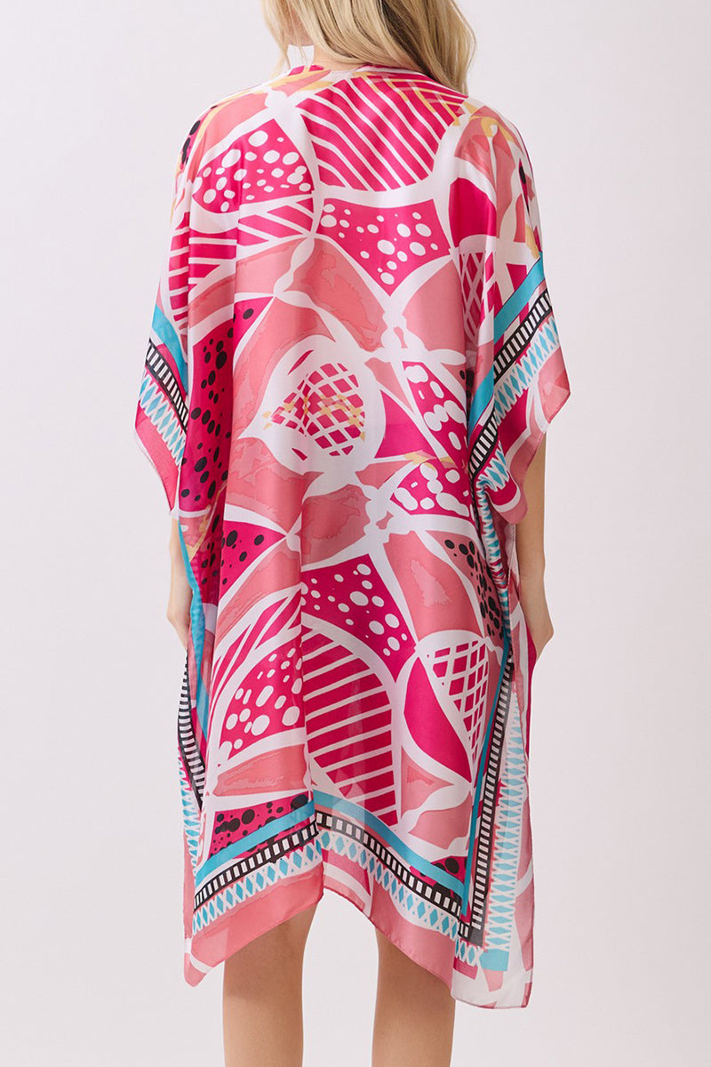 Floating Florals Pink Silky Kimono