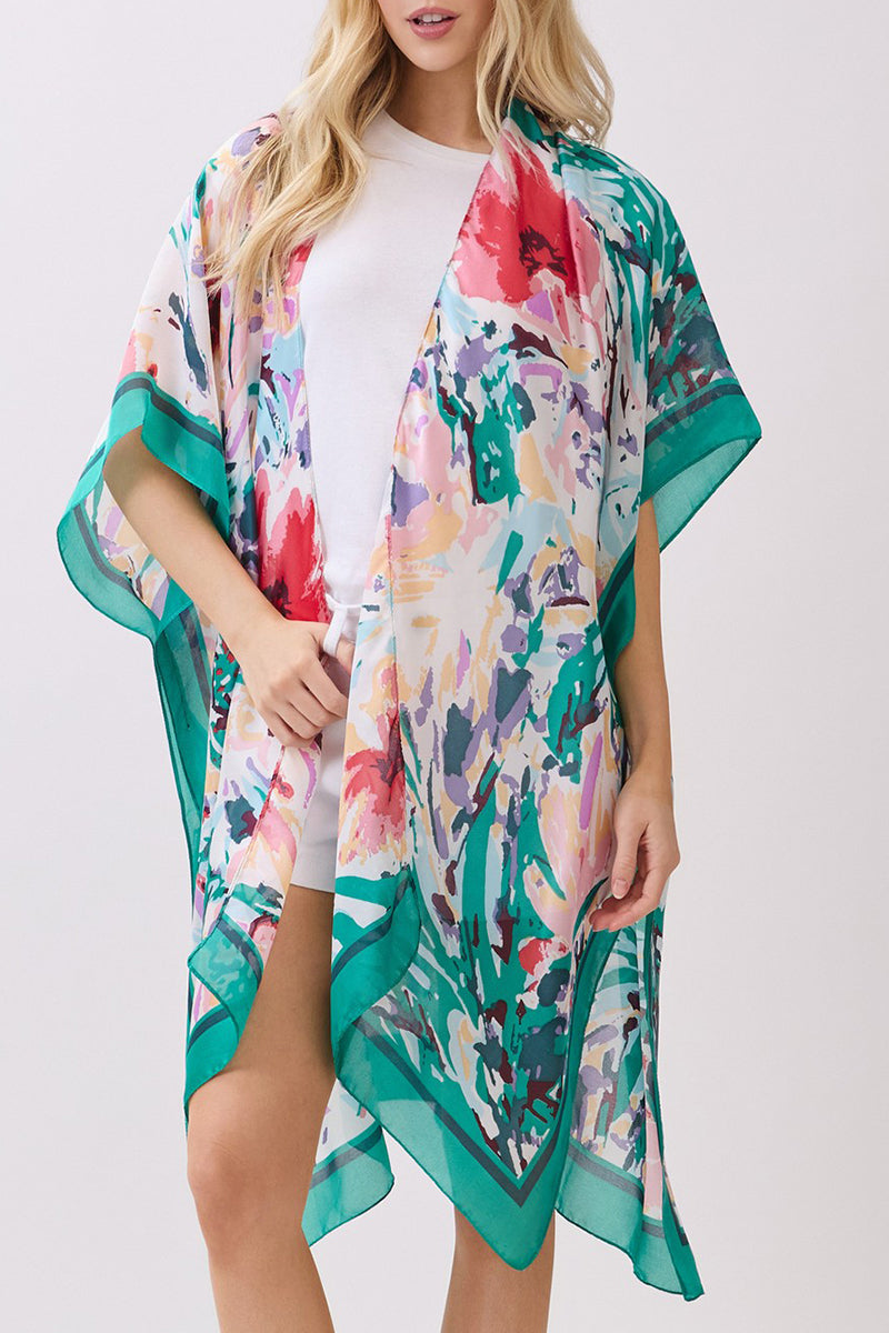 Garden Gallery Green Silky Kimono