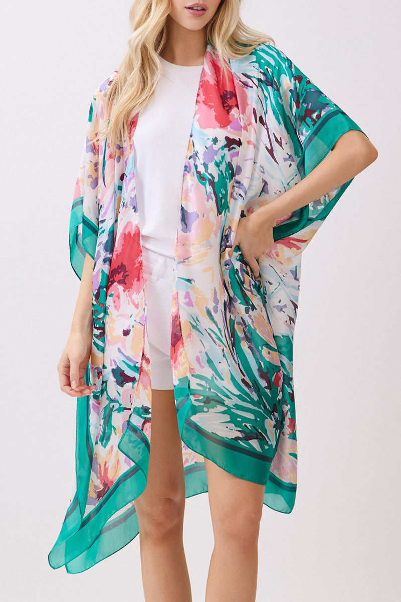 Garden Gallery Green Silky Kimono