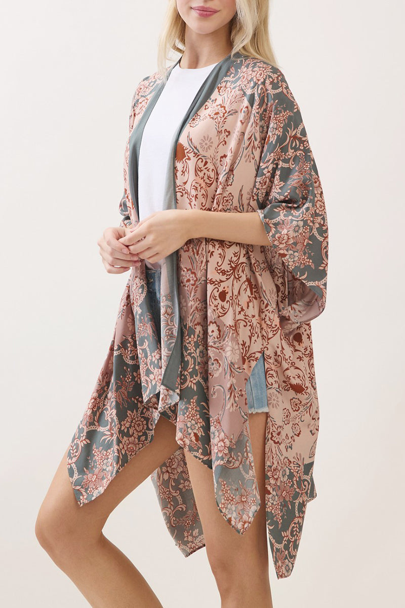 Heirloom Bloom Olive Kimono