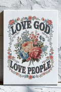 Vintage Love God Love People Stretched Canvas Print