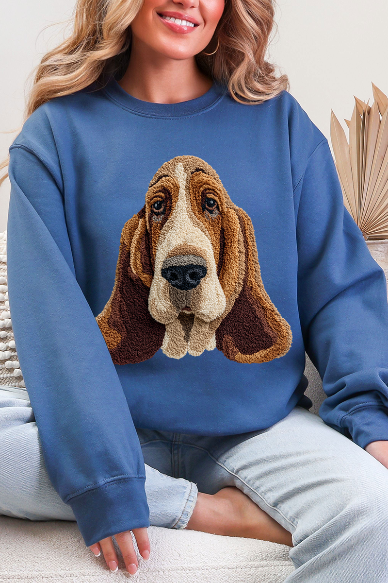 Faux Yarn Basset Hound Ecosmart Crewneck Sweatshirt product image 3