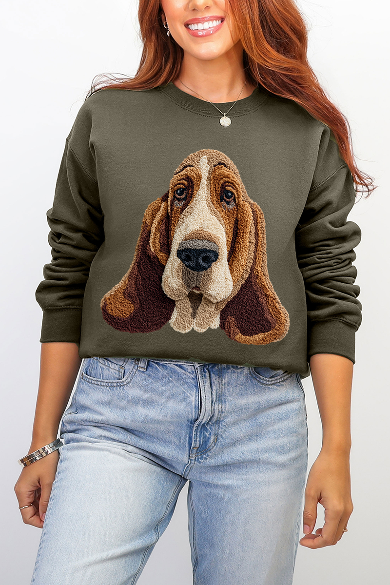 Faux Yarn Basset Hound Ecosmart Crewneck Sweatshirt product image 4