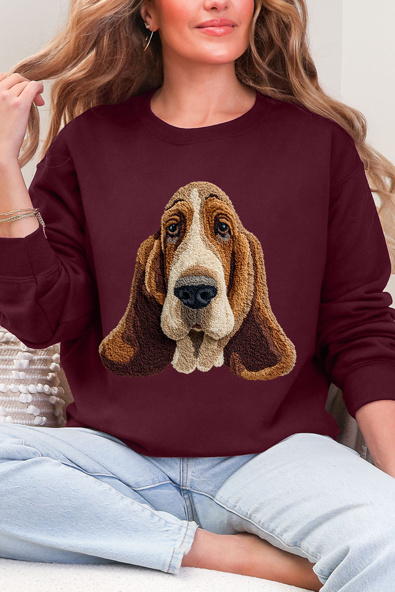 Faux Yarn Basset Hound Ecosmart Crewneck Sweatshirt product image 5