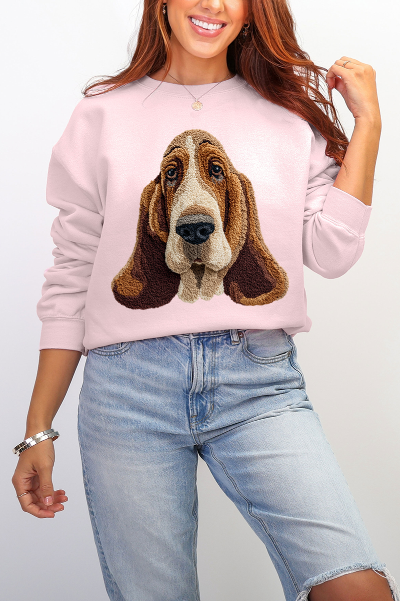 Faux Yarn Basset Hound Ecosmart Crewneck Sweatshirt product image 6