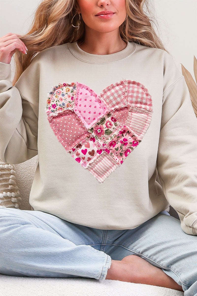 Patchwork Heart Ecosmart Crewneck Sweatshirt product image 1