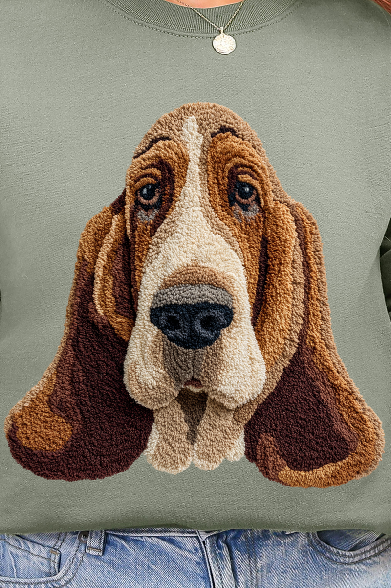Faux Yarn Basset Hound Ecosmart Crewneck Sweatshirt product image 2