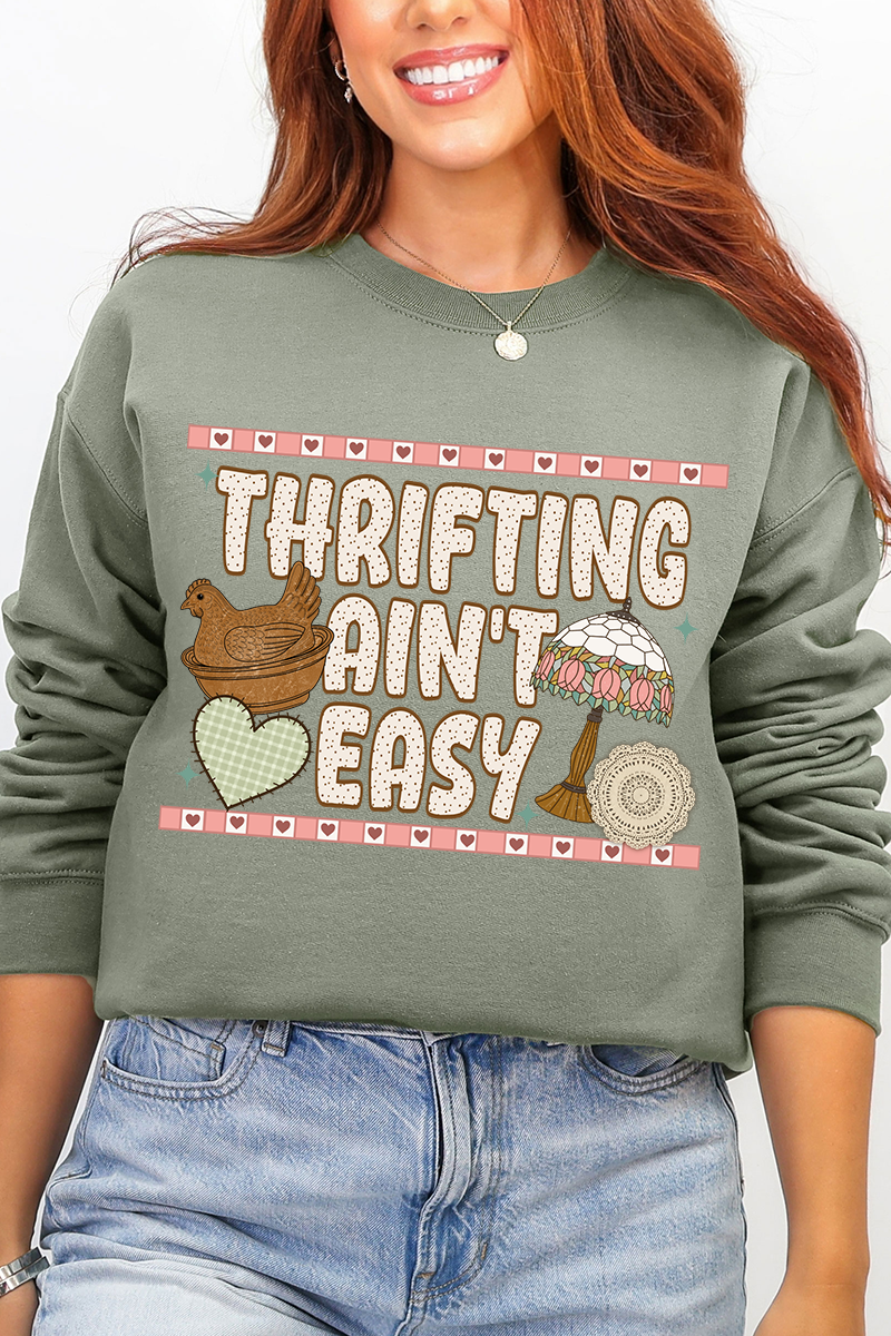 Thrifting Ain't Easy Ecosmart Crewneck Sweatshirt product image 6