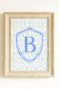 Grandmillennial Monogram Crest Ready To Frame Canvas Print *Choose Your Initial
